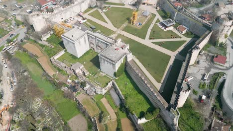 Get-an-up-close-look-at-the-haunting-Yedikule-Dungeons-in-Istanbul,-Turkey,-with-this-stunning-drone-footage