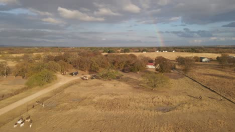 rainbow over west texas sunset on a cloudy day