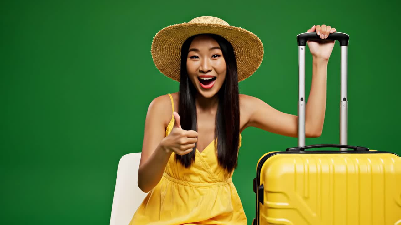 Woman with Suitcase Ready for Travel