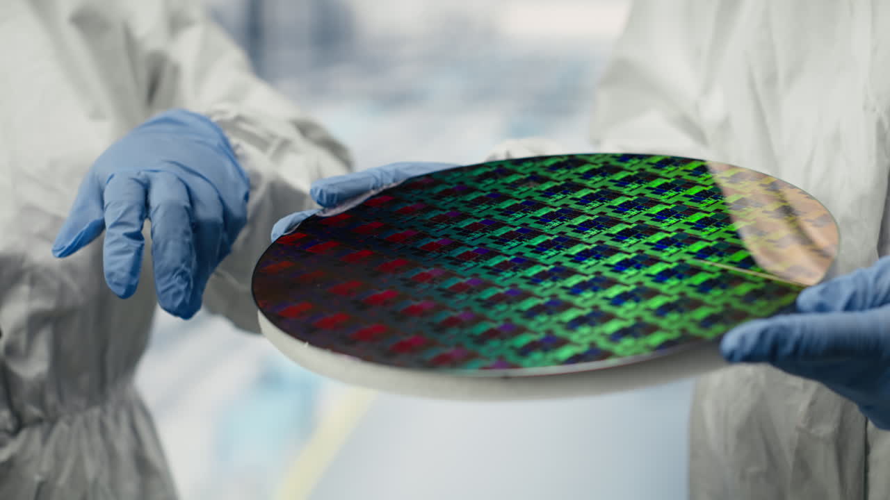 Upgrading microelectronics, silicon wafer prototype and technicians