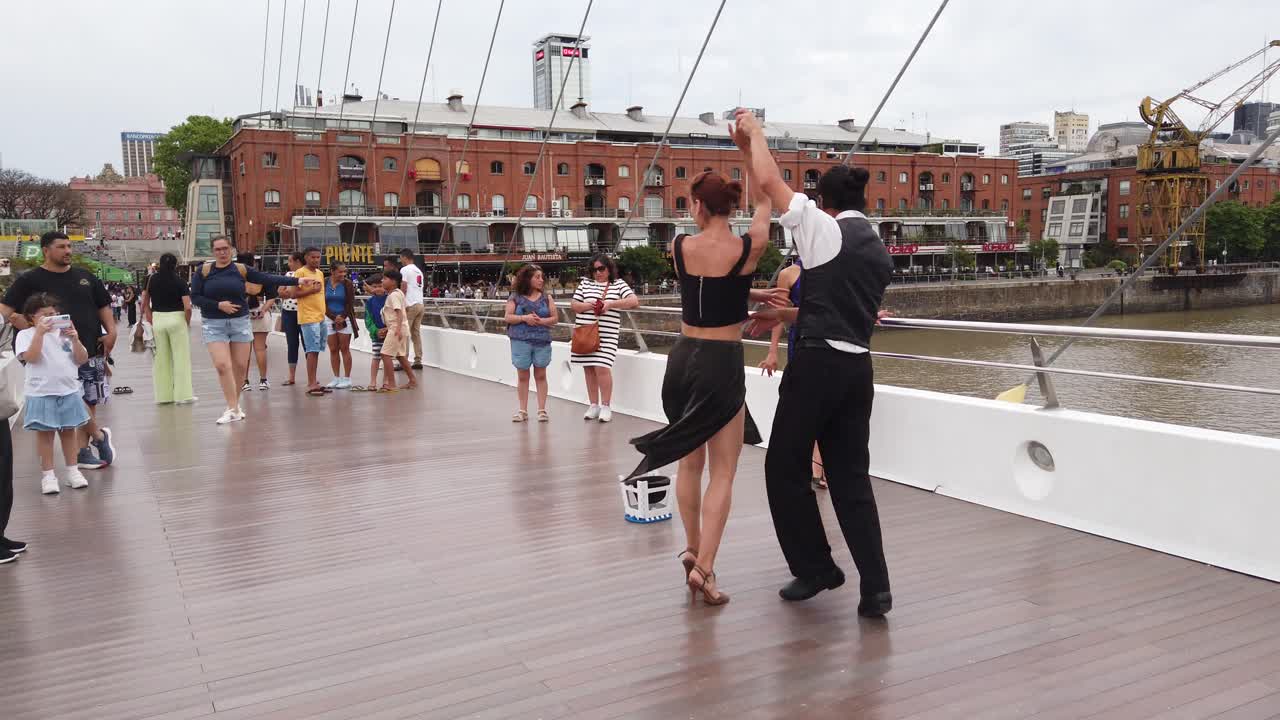 Tango Dancers at Puerto Madero POV of Argentine Travel Culture