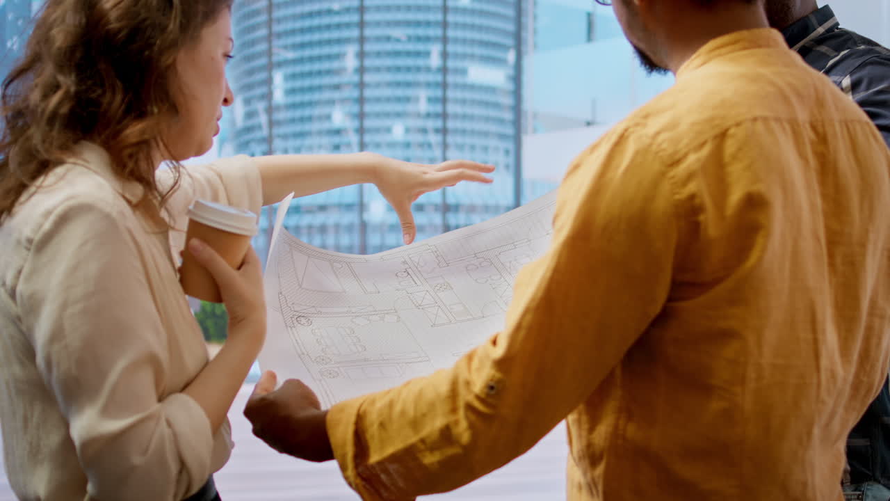 Realtor and startup entrepreneur on an office hunt touring a potential property