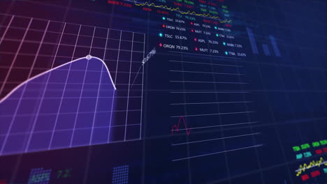 Animation-of-graphs-and-financial-data-processing-on-interface-with-black-background