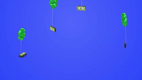 los globos de inflación se elevan con las pilas de dinero animación
