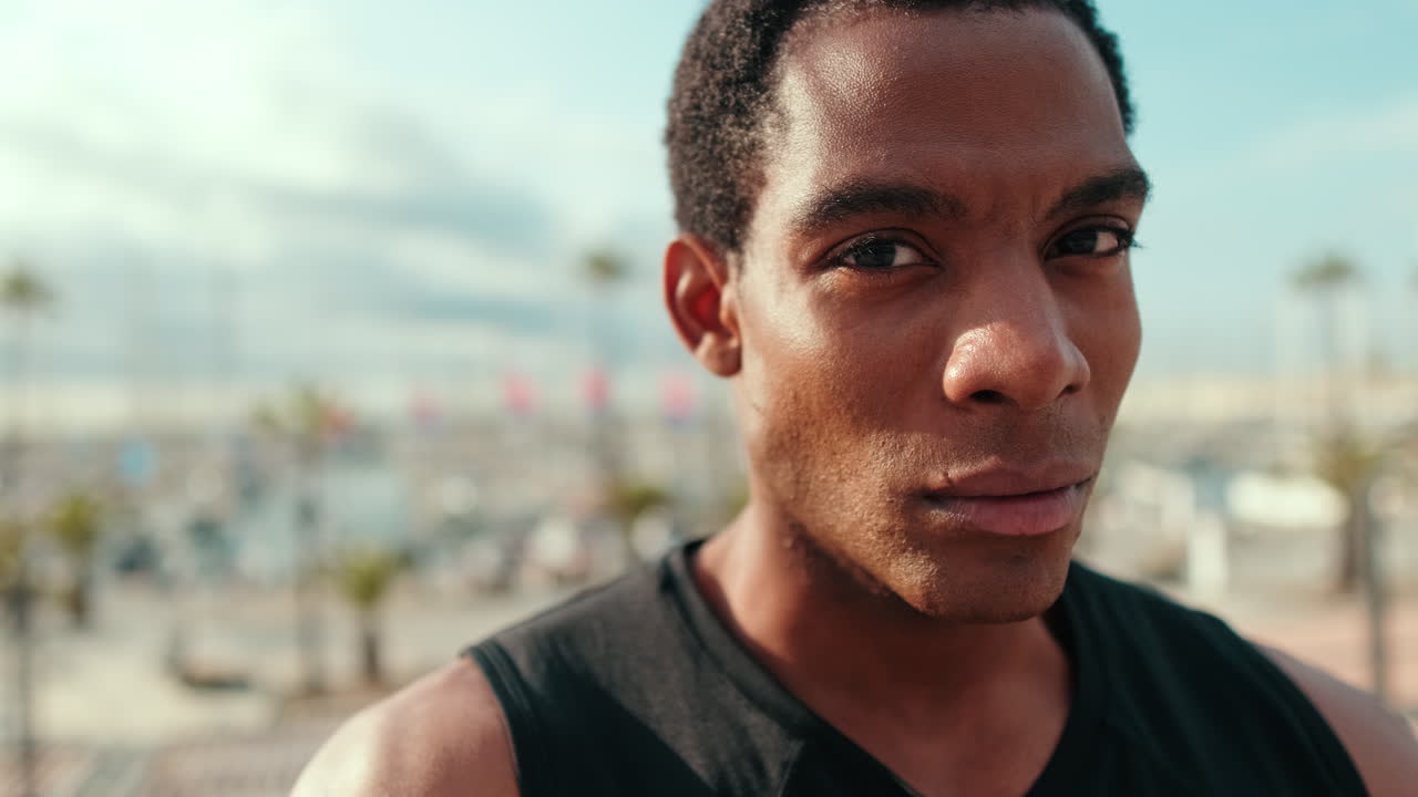 Focused Black Man Ready For Fitness Challenge