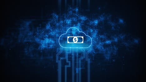 nuvola, cloud computing digitale, sicurezza informatica, protezione della rete di dati digitali, tecnologia futura, rete di dati digitale, denaro, risoluzione 4k