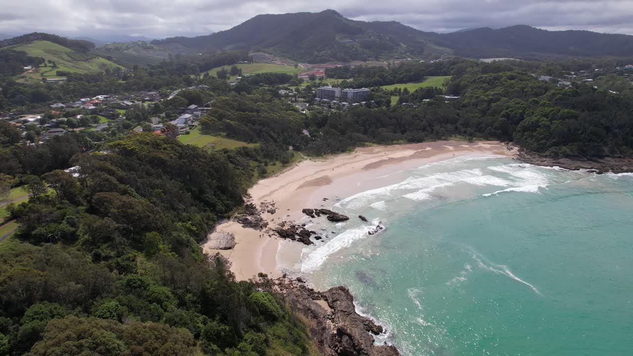 Breathtaking Drone Flyover of Charlesworth Beach and Surrounding Coastal Cliffs in Coffs Harbour.
