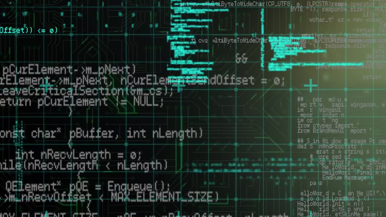 animation numérique du traitement des données contre des connexions de microprocesseur sur fond noir