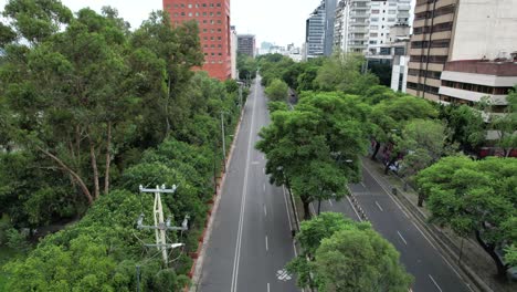 drone shot of totally empty main street in mexico city