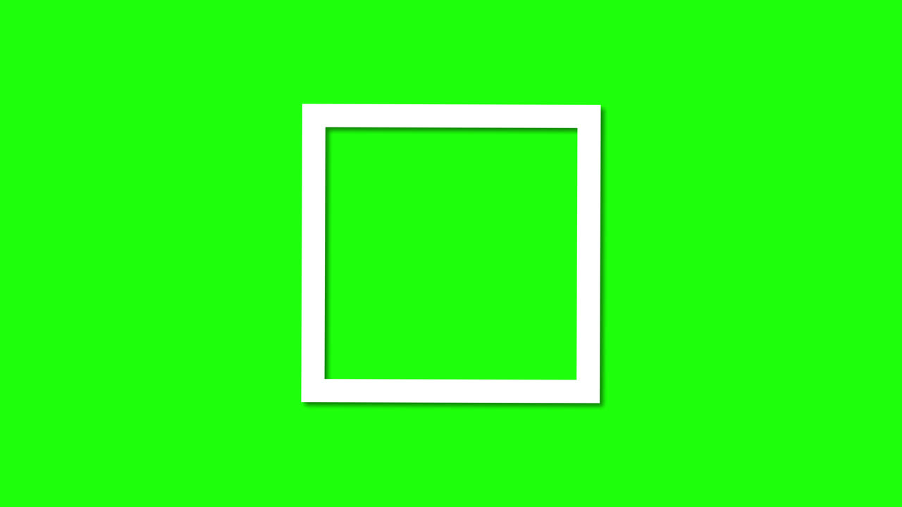 Rotating White Square Frame on Green Screen