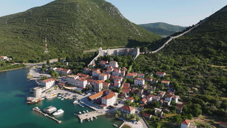 aerial shot of the town of ston in croatia, europe