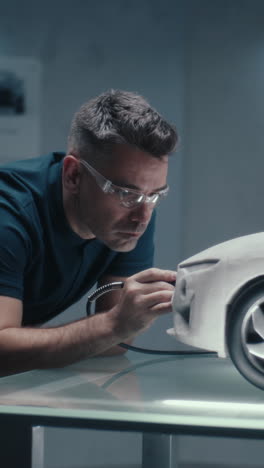 automotive design professional working on a car model