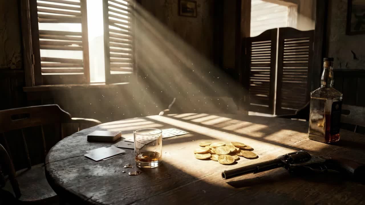A Western Saloon Scene with Gambling and Whiskey