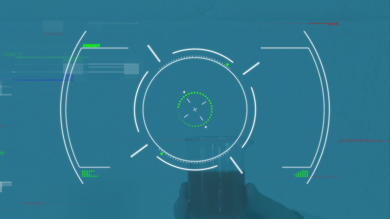 análisis de datos científicos animación a mano agitando el líquido en el vaso