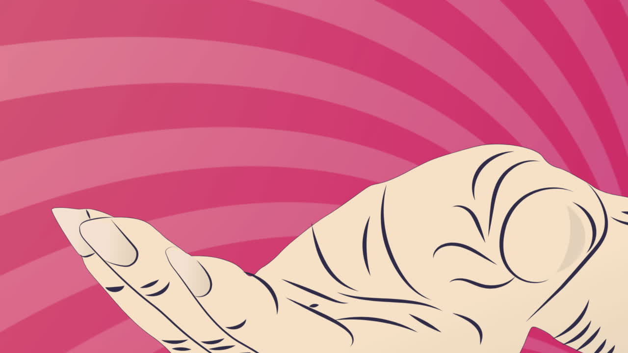 animación de una mano sobre un fondo rosa en movimiento
