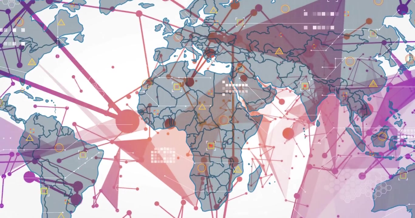 Digital Global Network Connections Over World Map