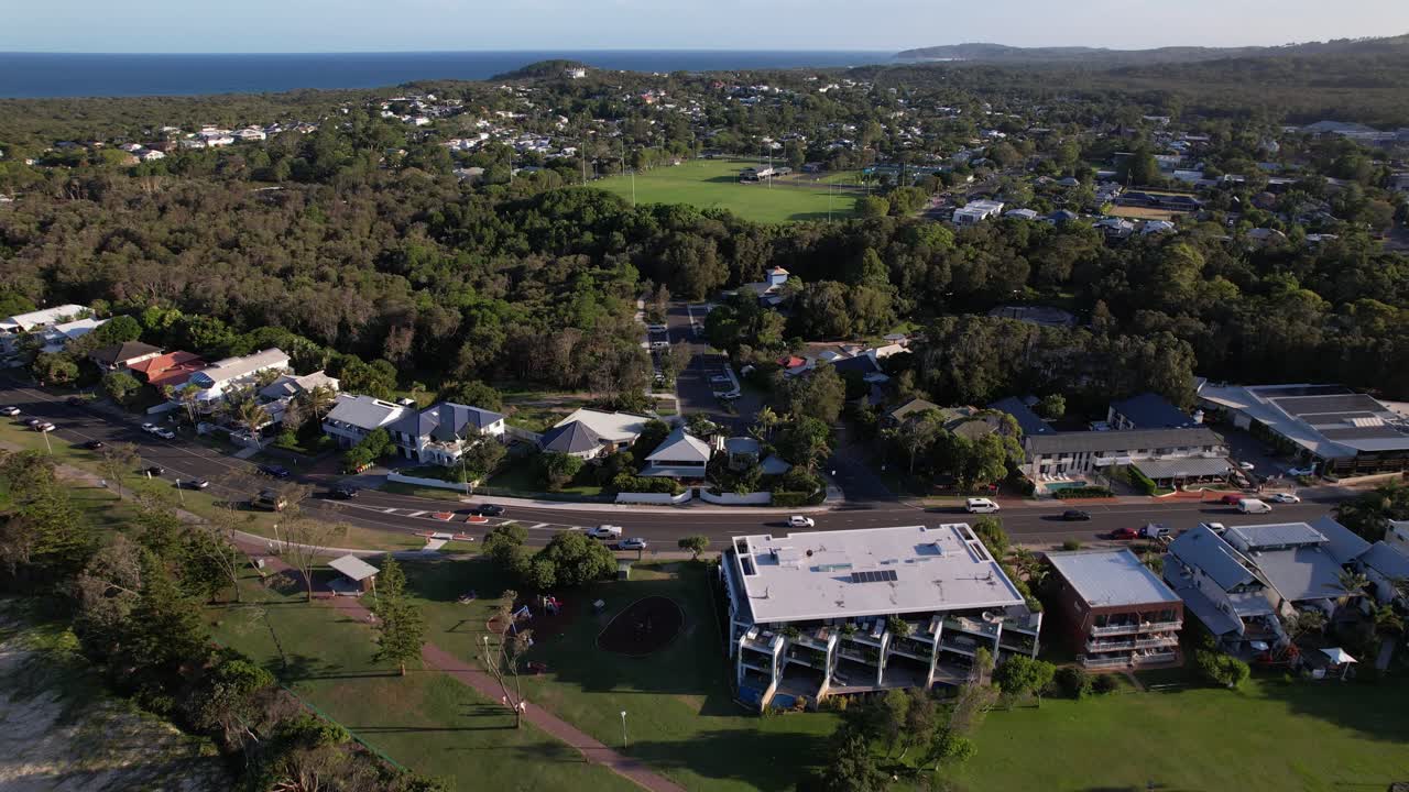 Suburbs, Belongil Beach In NSW, Australia - Aerial Pullback