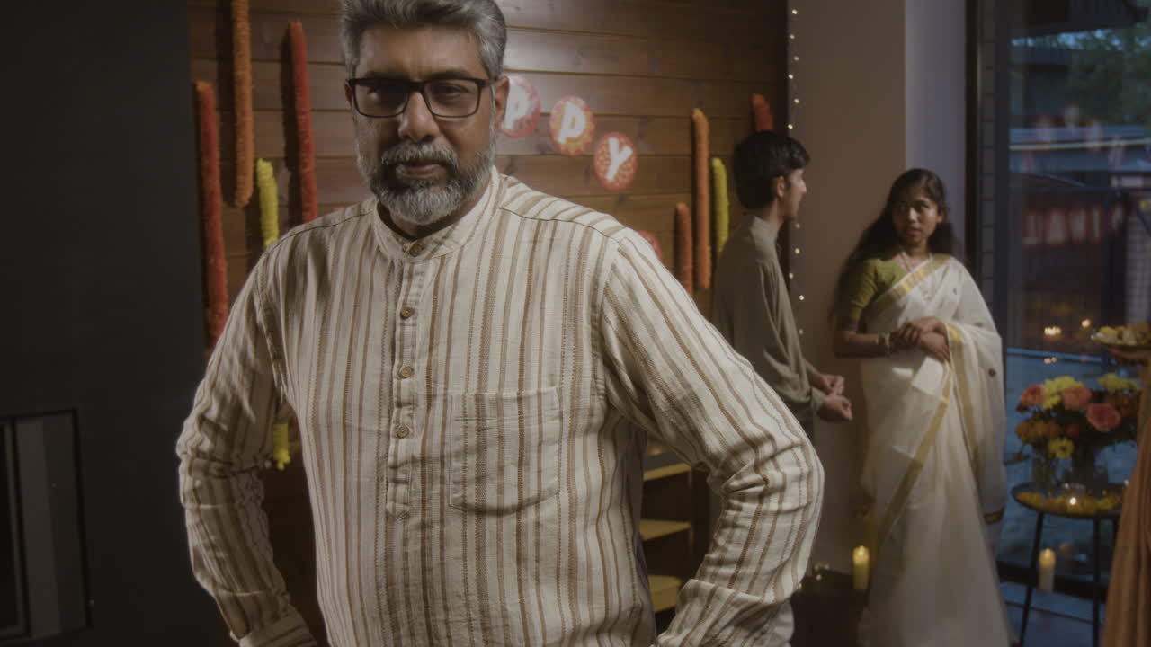 Family Celebrating Diwali in Traditional Clothing