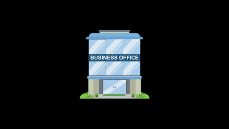 Geschäftsbüro-Icon-Loop-Animation-Mit-Alphakanal,-Transparentem-Hintergrund,-Prores-444