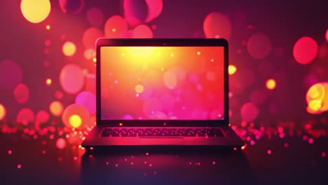 Vibrant Laptop Display with Bokeh Lights