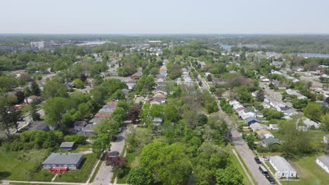 iconic american township and houses, aerial drone view