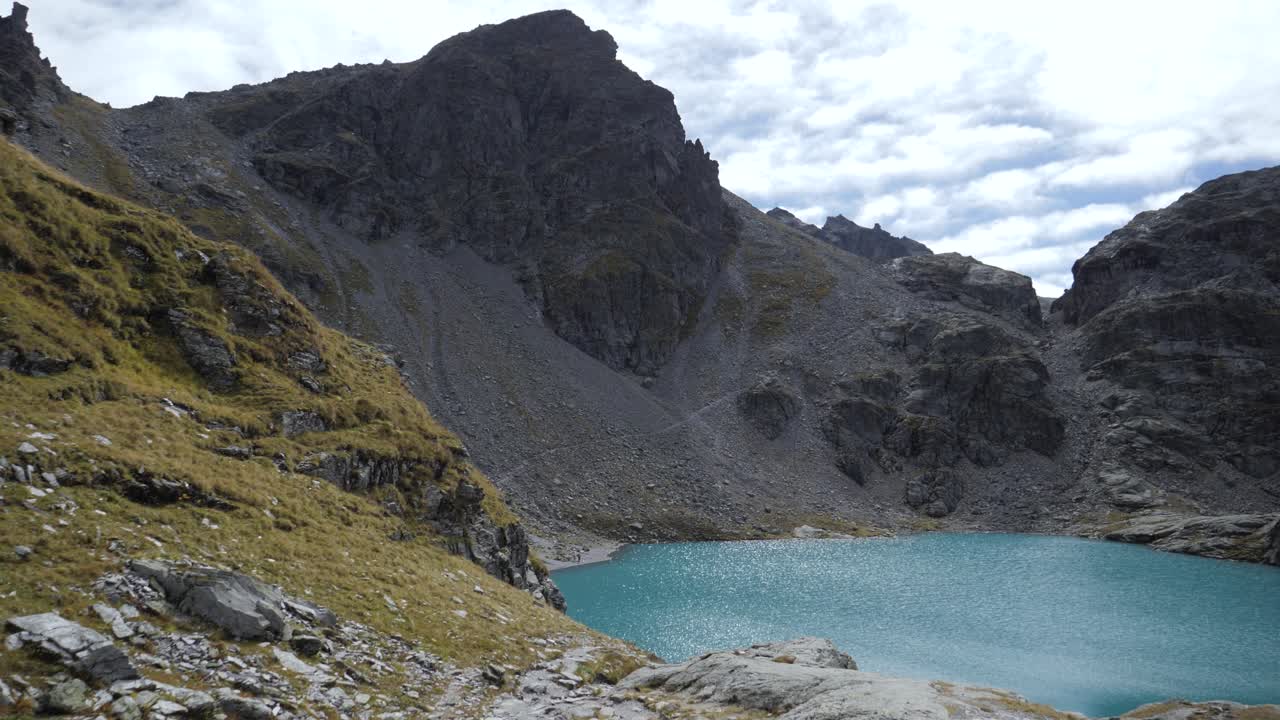 Pizol mountain turquoise water lake, static