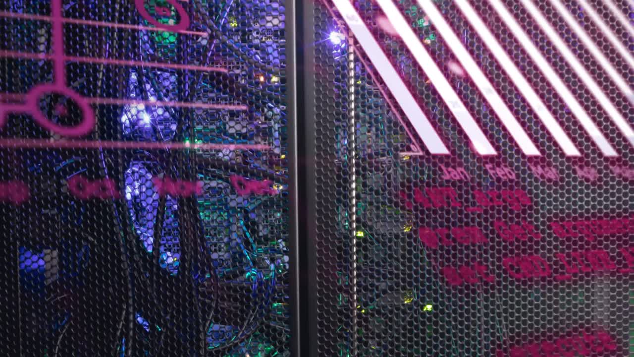 animación del procesamiento de datos a través de servidores informáticos