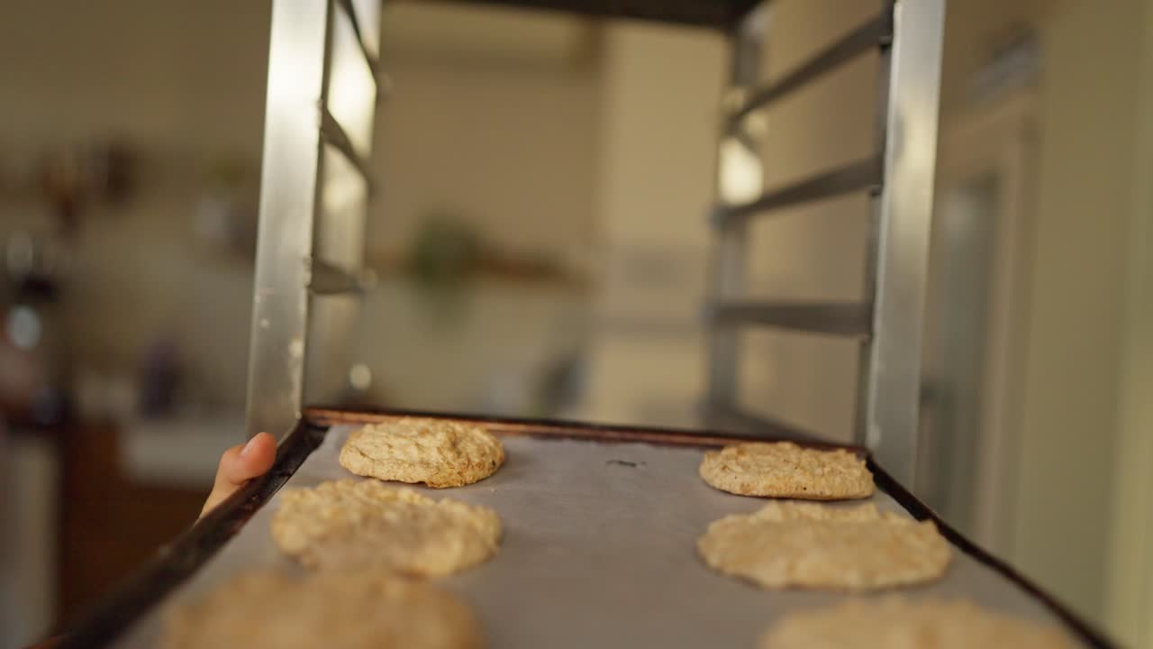 Close up shot of cookies on a baking sheet