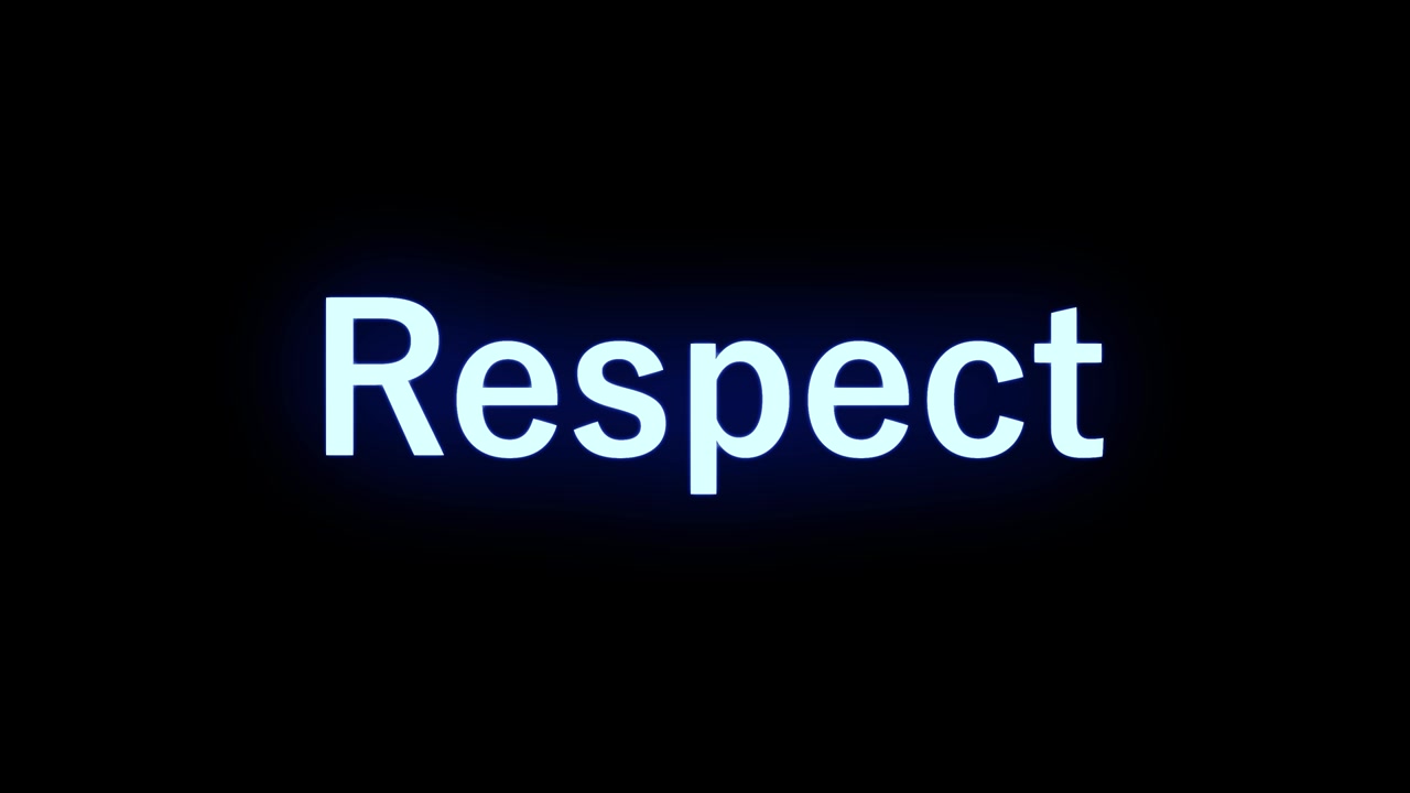Animazione motion graphics del messaggio "Rispetto"