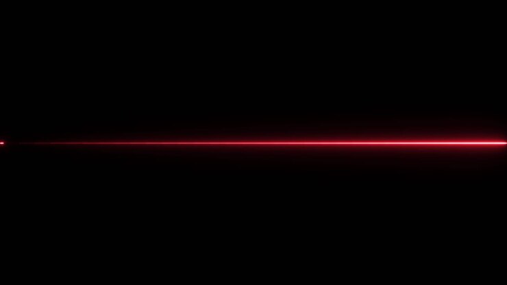 Red laser beam on a black background