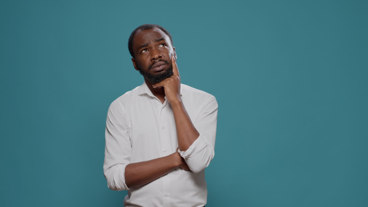Pensive African American Man Thinking