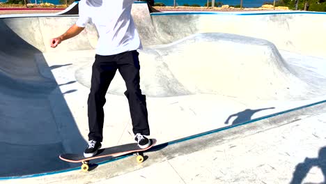 skateboarder failed tricks on the ramp outdoors in sunrise