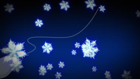 animación de la nieve de navidad cayendo sobre un fondo azul