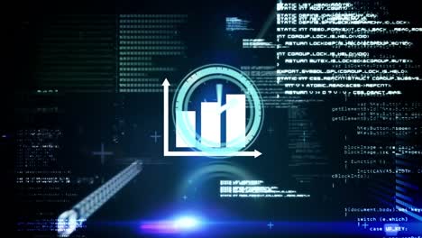 animation of clock over science data processing on dark background