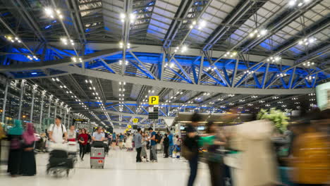 time lapse of tourists in suvarnabhumi airport