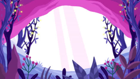 motion graphic of hand drawn flat design enchanted forest frame