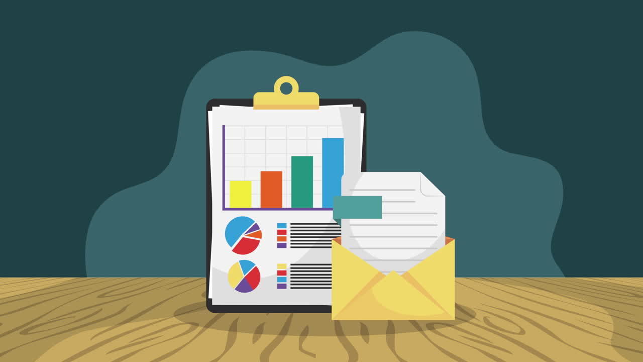 correo de sobre con animación de estadísticas