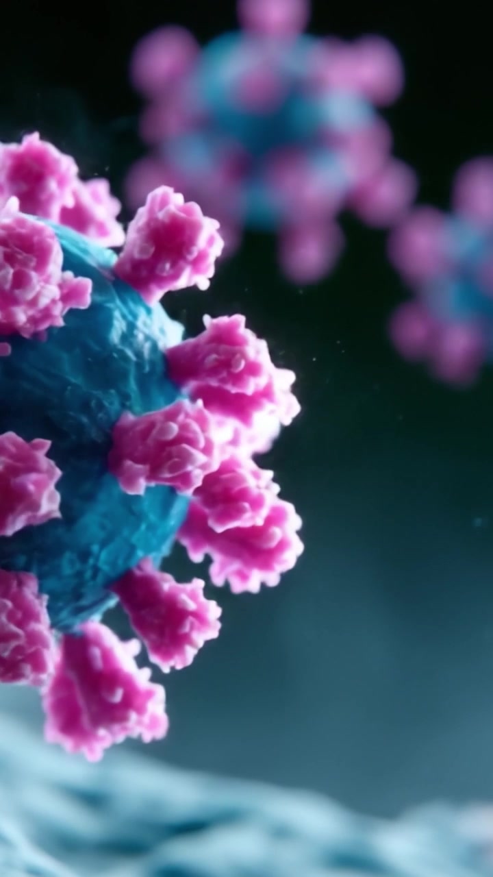 Incredible Close-Up of a Virus Rendered in Stunning Detail, Showcasing the Intricate Structures and Vibrant Colors of the Microbial World