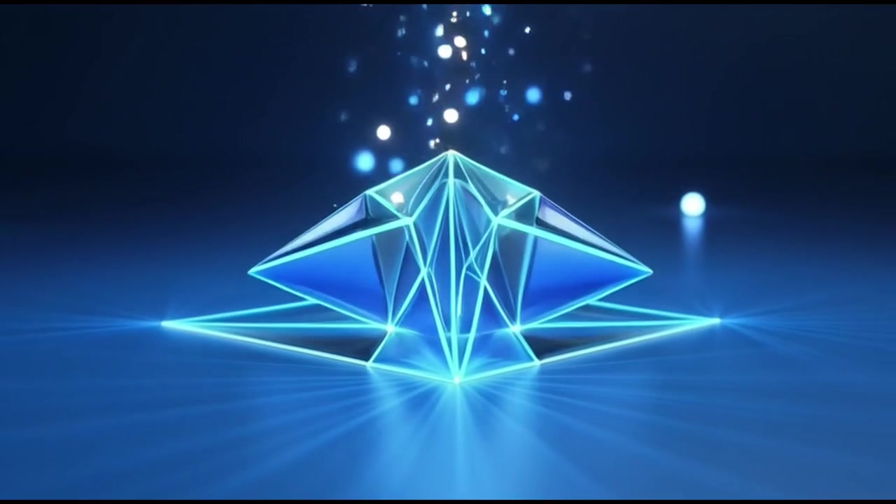 Rete digitale astratta che si connette e forma una figura geometrica luminosa