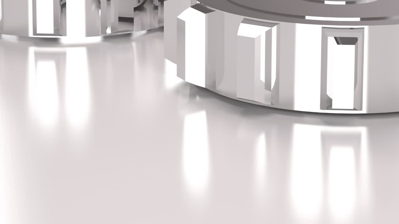 Animation af et netværk af forbindelser og tandhjul over en hvid baggrund.