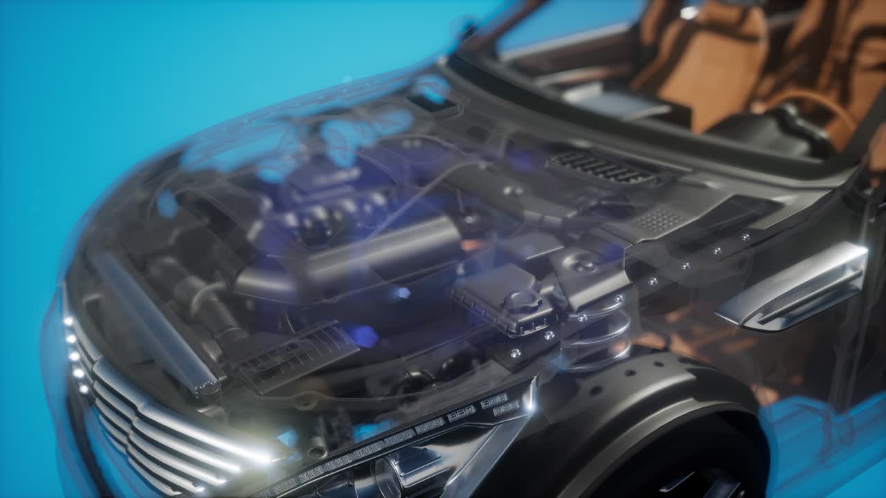 motor y otras partes visibles en el coche