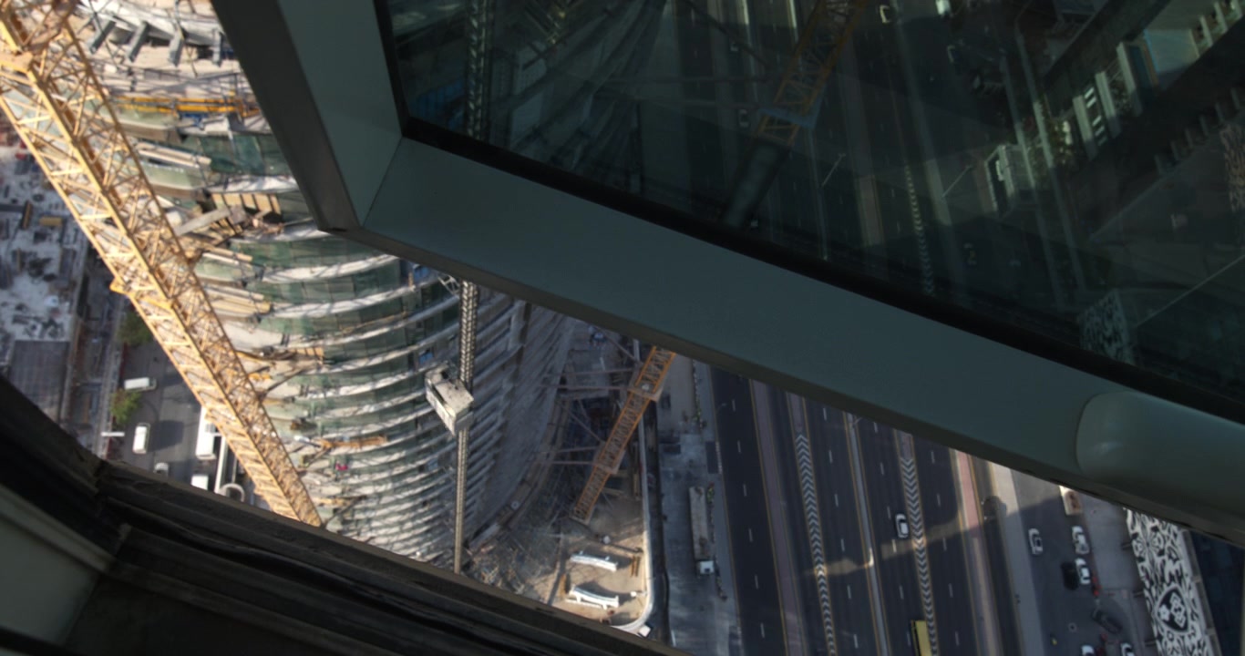 High Angle View of Construction Site and City Traffic