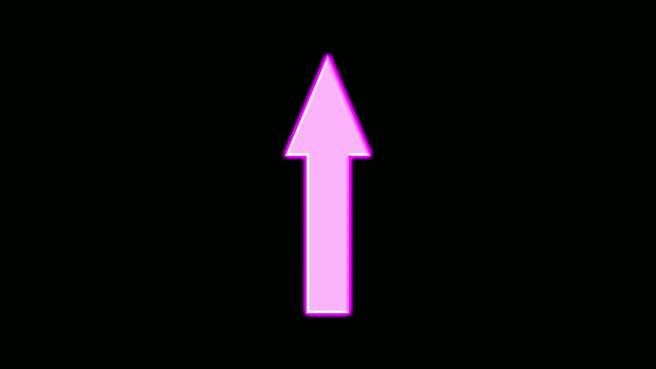 Animation Arrow Neon light sign symbol on black background,Arrow shows top or up direction motion graphics