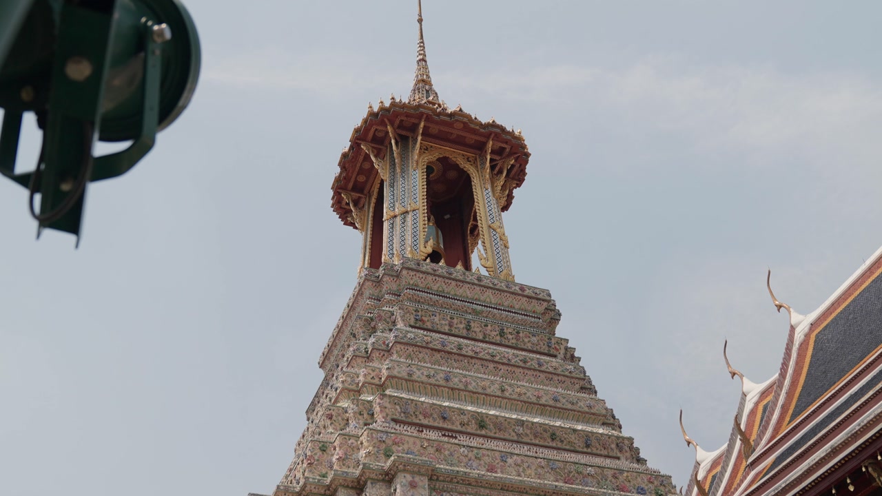 A beautifully decorated bell tower inside Wat Pho, Bangkok, Thailand