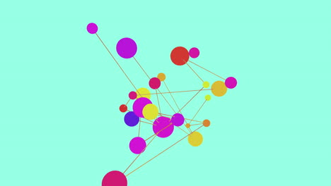 colorful circles floating in a complex network on blue background