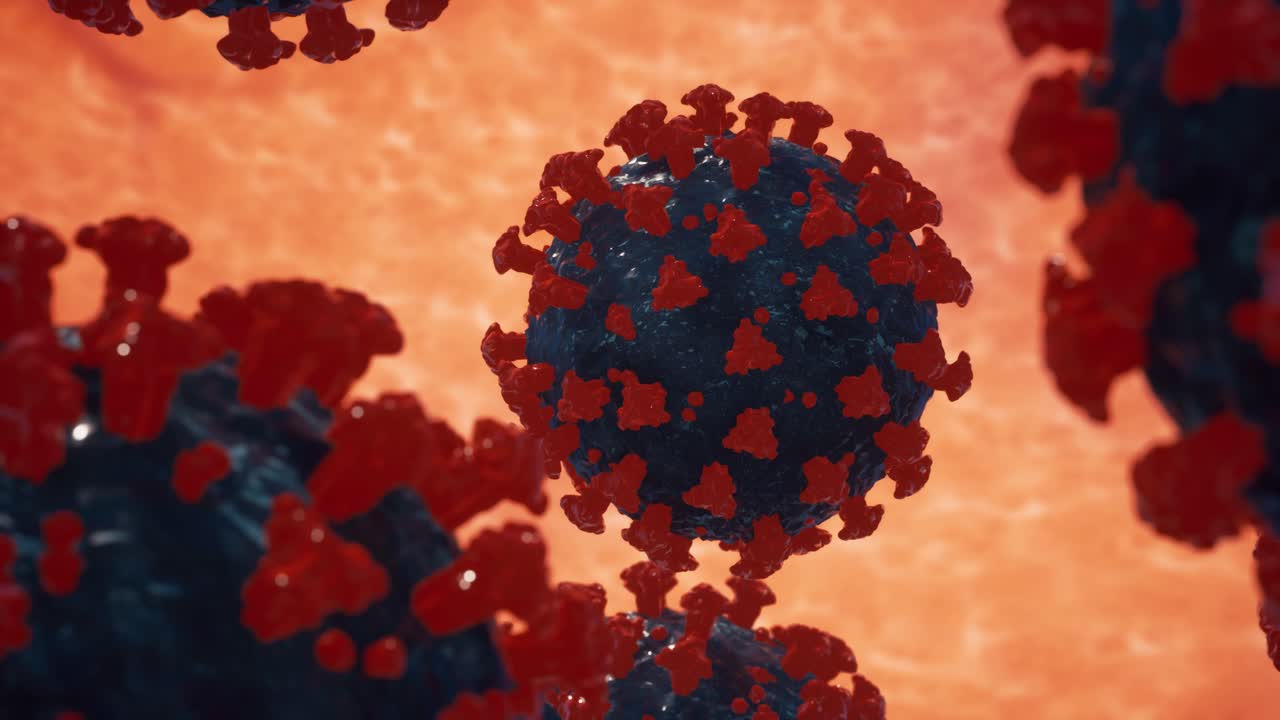 coronavirus (covid-19) animación médica. el modelo del virus es realista. los coronavirus la gripe como peligrosos casos de cepa de gripe como una pandemia. el virus del microscopio de cerca. renderizado en 3d.