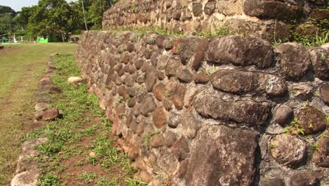 close-up of the stones from the steps of one of the pyramids from izapa archeological site from mexico