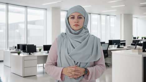 muslim businesswoman looking to the camera