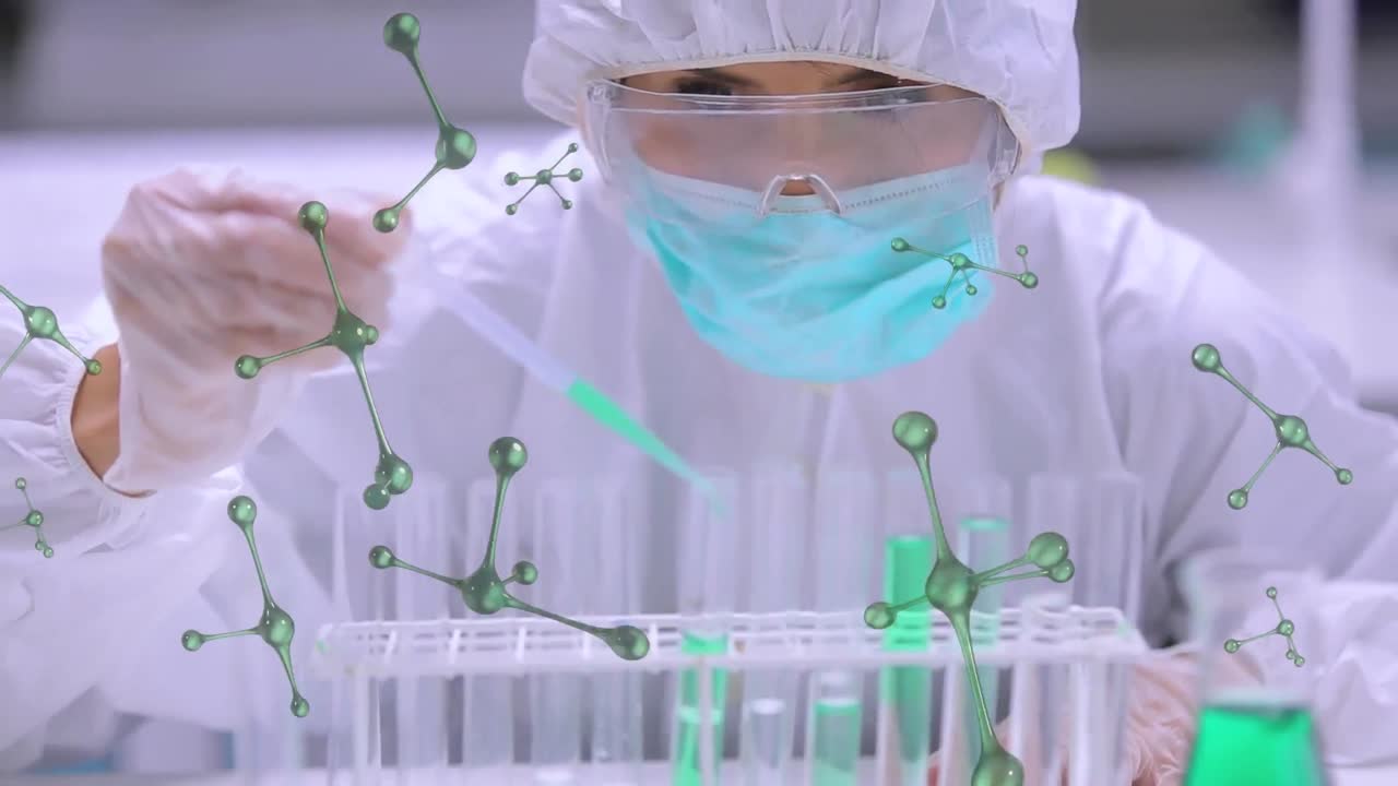 moléculas en movimiento en 3d