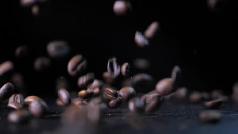 brown coffee beans dance on a tray